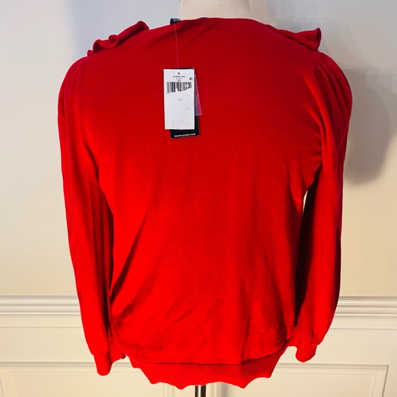 Lauren Ralph Lauren Valentines Red Ruffle Trim Jersey Sweater Size 1X(108) - Picture 7 of 10